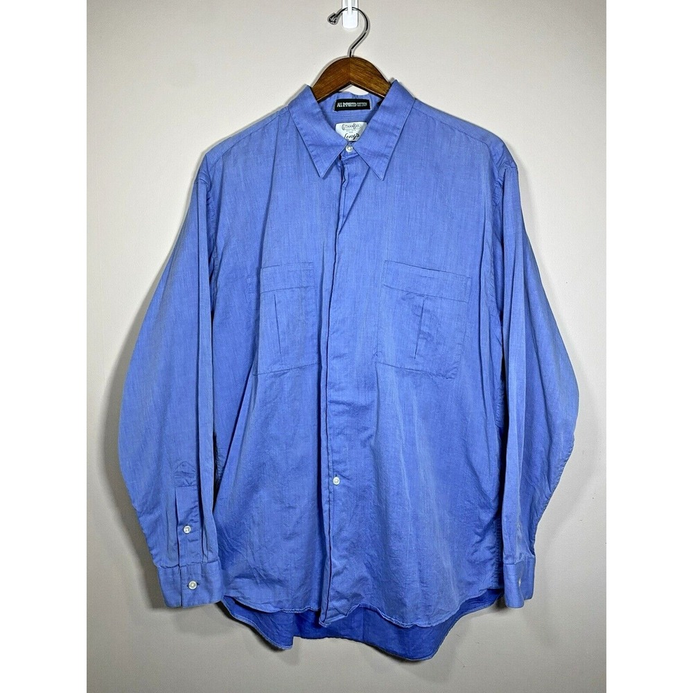 Gitman‎ Bros Mens Blue Cotton Hidden Placket Dress Shirt Large USA